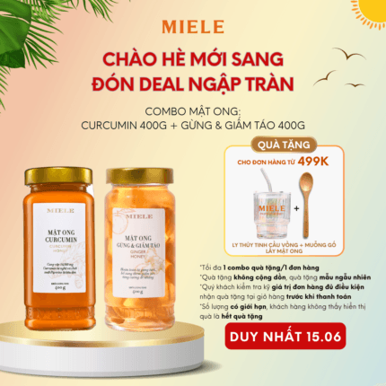 Combo: Mật ong Curcumin 400g + Mật ong Gừng & Giấm Táo 400g