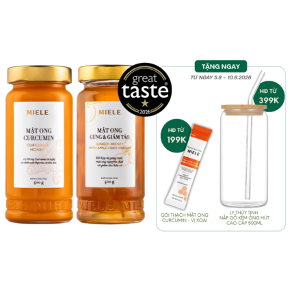 Combo: Mật ong Curcumin Miele 400g + Mật ong Gừng & Giấm Táo Miele 400g
