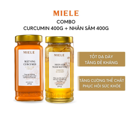 Combo: Mật ong Curcumin 400g + Mật ong Nhân sâm 400g
