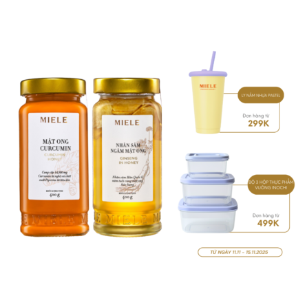 Combo: Mật ong Curcumin 400g + Mật ong Nhân sâm 400g