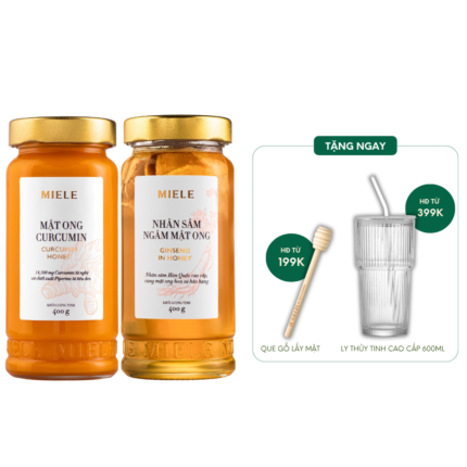 Combo: Mật ong Curcumin Miele 400g + Mật ong Nhân sâm Miele 400g