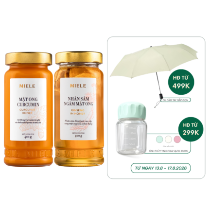 Combo: Mật ong Curcumin Miele 400g + Mật ong Nhân sâm Miele 400g