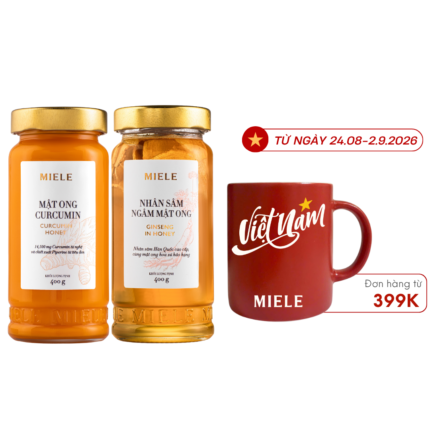 Combo: Mật ong Curcumin Miele 400g + Mật ong Nhân sâm Miele 400g