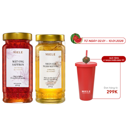 Combo: Mật ong Saffron 400g + Mật ong Nhân sâm 400g