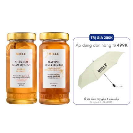 Combo: Mật ong Nhân sâm Miele 400G + Mật ong Gừng & Giấm táo Miele 400G