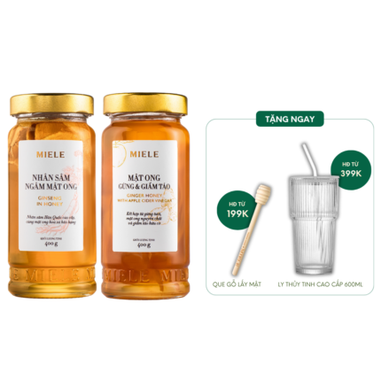 Combo: Mật ong Nhân sâm Miele 400G + Mật ong Gừng & Giấm táo Miele 400G