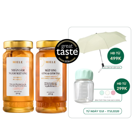 Combo: Mật ong Nhân sâm Miele 400G + Mật ong Gừng & Giấm táo Miele 400G