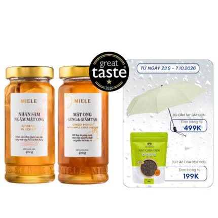 Combo: Mật ong Nhân sâm Miele 400G + Mật ong Gừng & Giấm táo Miele 400G