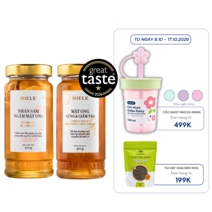 Combo: Mật ong Nhân sâm Miele 400G + Mật ong Gừng & Giấm táo Miele 400G