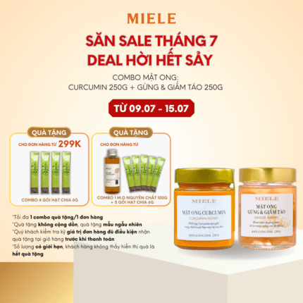 Combo: Mật ong Curcumin 250g + Mật ong Gừng & Giấm Táo 250g