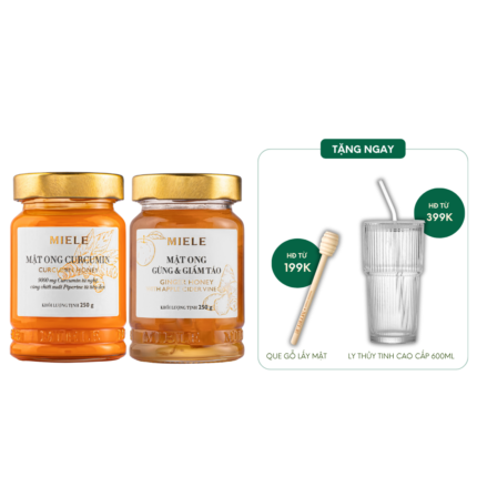 Combo: Mật ong Curcumin Miele 250g + Mật ong Gừng & Giấm Táo Miele 250g