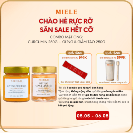 Combo: Mật ong Curcumin 250g + Mật ong Gừng & Giấm Táo 250g