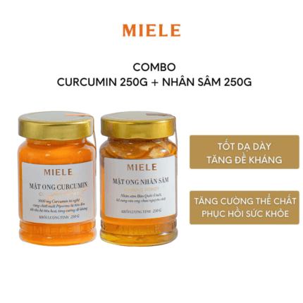 Combo: Mật ong Curcumin 250g + Mật ong Nhân sâm 250g