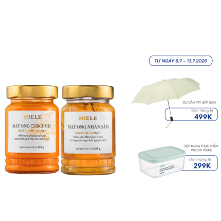 Combo: Mật ong Curcumin Miele 250g + Mật ong Nhân sâm Miele 250g