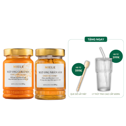 Combo: Mật ong Curcumin Miele 250g + Mật ong Nhân sâm Miele 250g