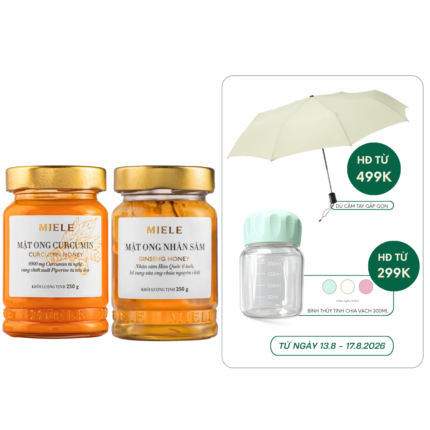 Combo: Mật ong Curcumin Miele 250g + Mật ong Nhân sâm Miele 250g