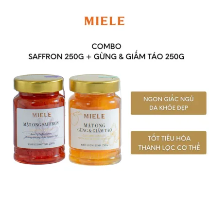 Combo: Mật ong Saffron 250g + Mật ong Gừng & Giấm Táo 250g