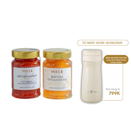 Combo: Mật ong Saffron 250g + Mật ong Gừng & Giấm Táo 250g