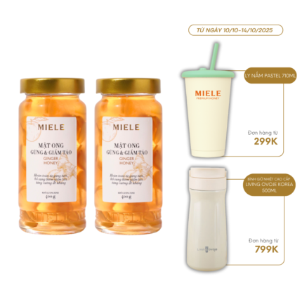 Combo 2 Hũ Mật Ong Gừng & Giấm Táo 400g - Miele