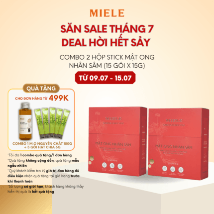 Combo 2 Hộp Stick 15 Gói Mật Ong Nhân Sâm 15g Tiện Lợi - Miele