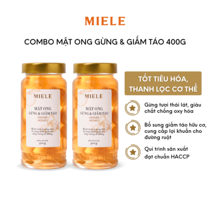 Combo 2 Hũ Mật Ong Gừng & Giấm Táo 400g - Miele