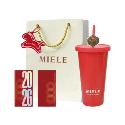 Phiên Bản Tết | Combo: Túi giấy + Ly nhựa đỏ pastel 710ml + 5 Bao Lì Xì