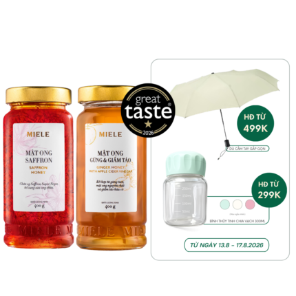 Combo: Mật ong Saffron Miele 400G + Mật ong Gừng & Giấm táo Miele 400G