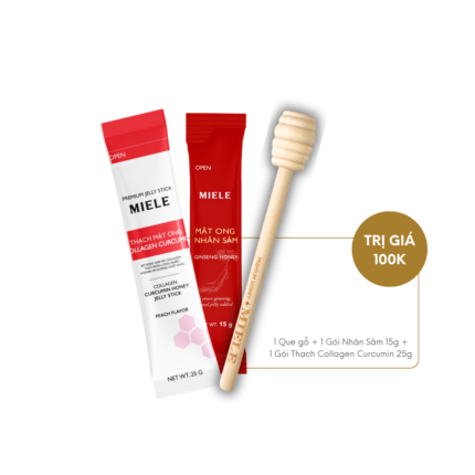Quà Tặng: 1 Que gỗ + 1 Gói Thạch Curcumin Collagen 25g + 1 Gói Nhân Sâm 15g