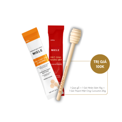 Quà Tặng: 1 Que gỗ + 1 Gói Thạch Mật Ong Curcumin 25g + 1 Gói Nhân Sâm 15g