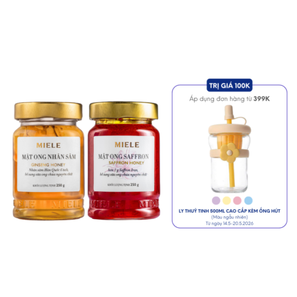 Combo: Mật ong Nhân Sâm Miele 250G + Mật ong Saffron Miele 250G