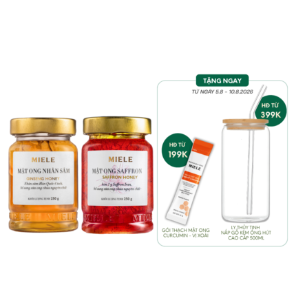 Combo: Mật ong Nhân Sâm Miele 250G + Mật ong Saffron Miele 250G
