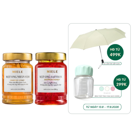 Combo: Mật ong Nhân Sâm Miele 250G + Mật ong Saffron Miele 250G