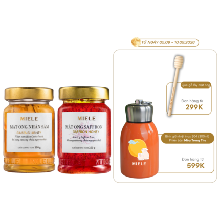 Combo: Mật ong Nhân Sâm Miele 250G + Mật ong Saffron Miele 250G