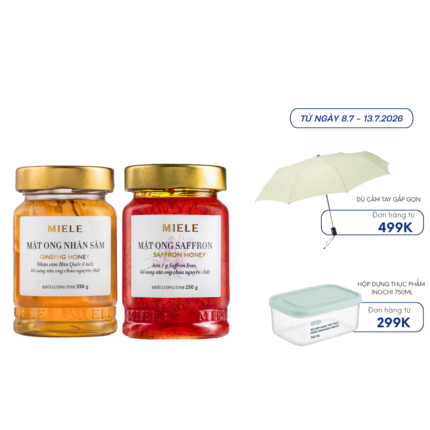 Combo: Mật ong Nhân Sâm Miele 250G + Mật ong Saffron Miele 250G