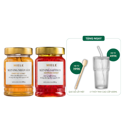 Combo: Mật ong Nhân Sâm Miele 250G + Mật ong Saffron Miele 250G